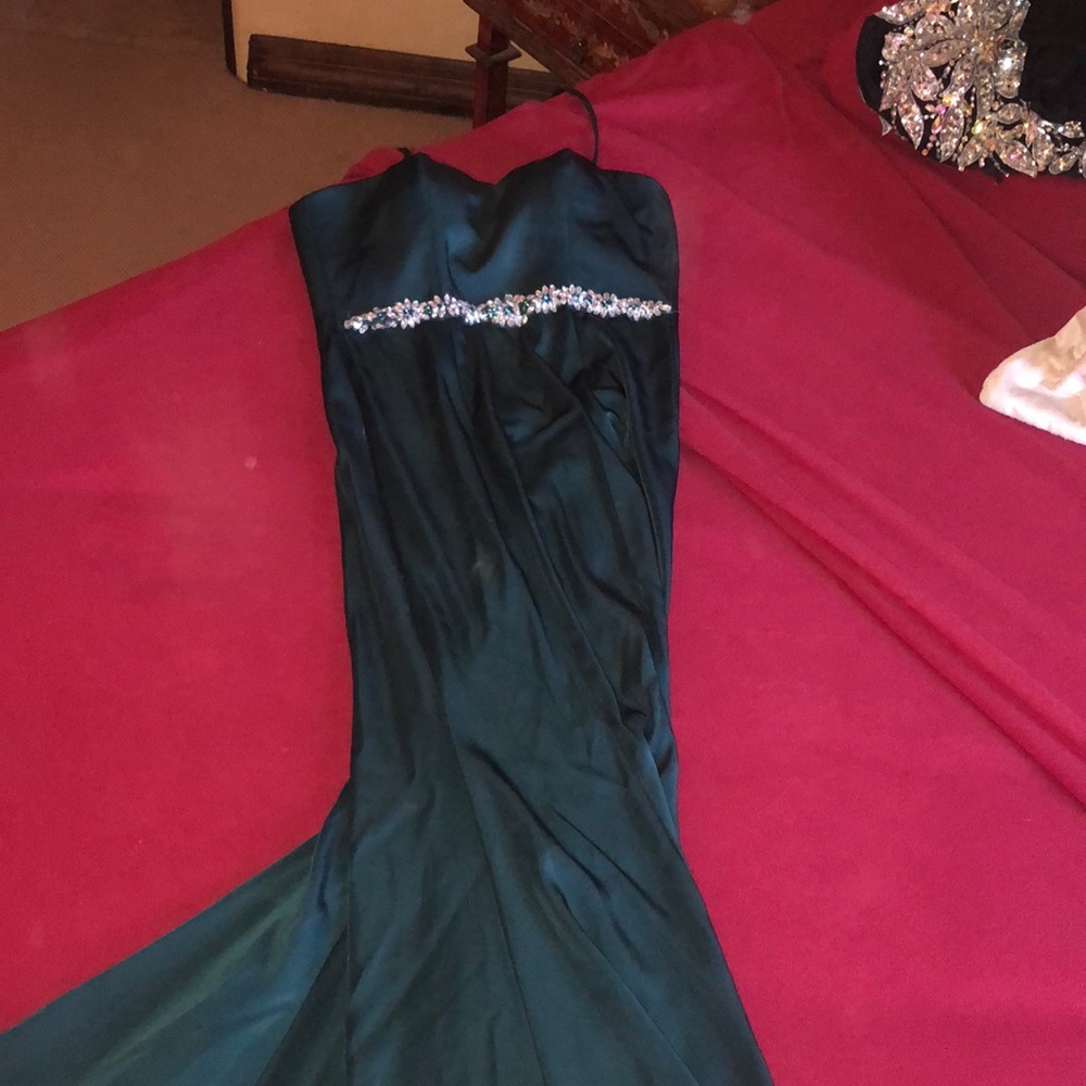 Long green formal gown